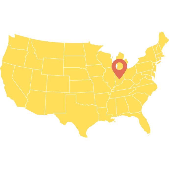 Map highlighting Fun Rents event rental service area in the US Midwest